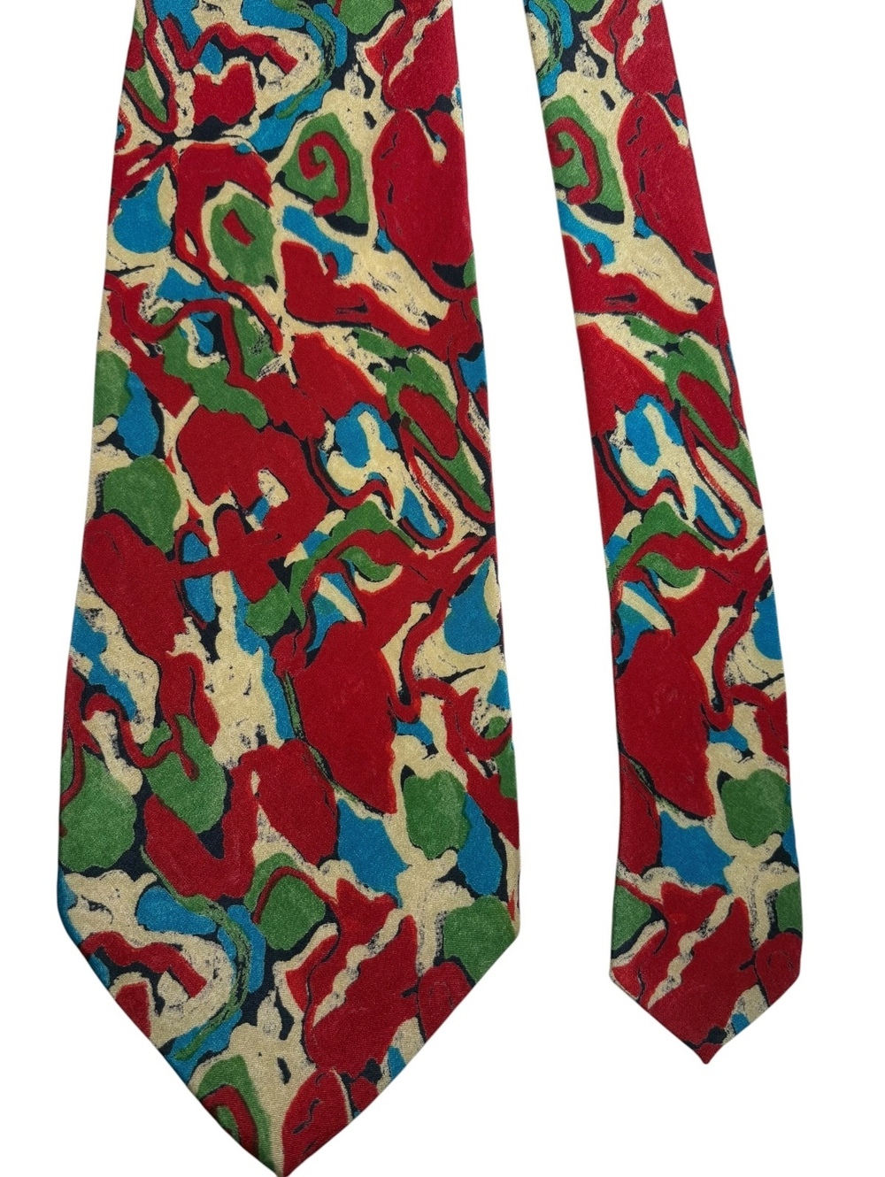 Missoni Cravatte Silk Red Cream Green Abstract Made in Italy Men's Designer Tie